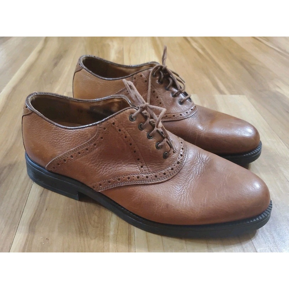Johnston & Murphy Passport Saddle Oxford Mens 10 Wide Brown Leather Made Italy